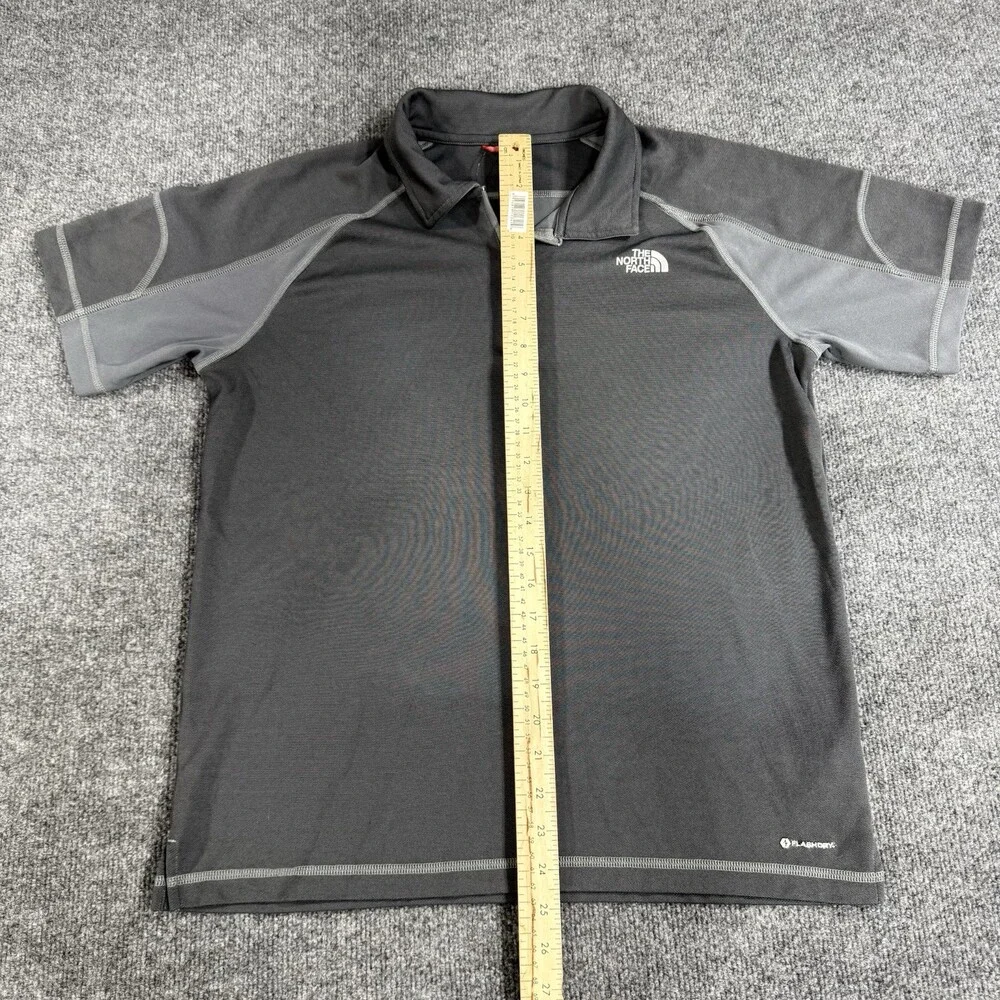 The North Face FlashDry Polo Shirt Mens Large Gray Black 1/4 Zip Performance